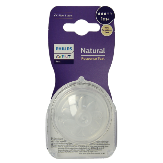 Avent Natural flesspeen 1M+ 2 Stuks