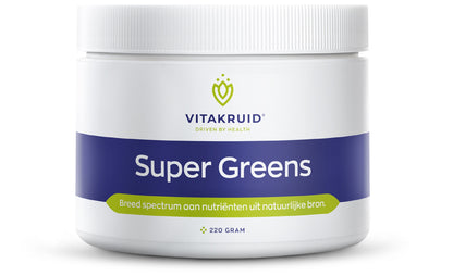 Vitakruid Super Greens 25 nutrienten oa probiotica & enzymen 220 Gram