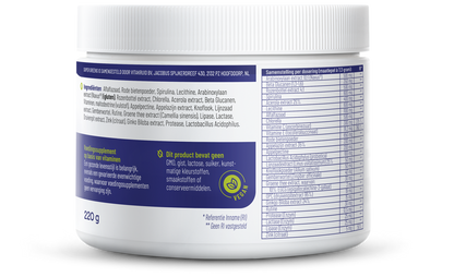 Vitakruid Super Greens 25 nutrienten oa probiotica & enzymen 220 Gram