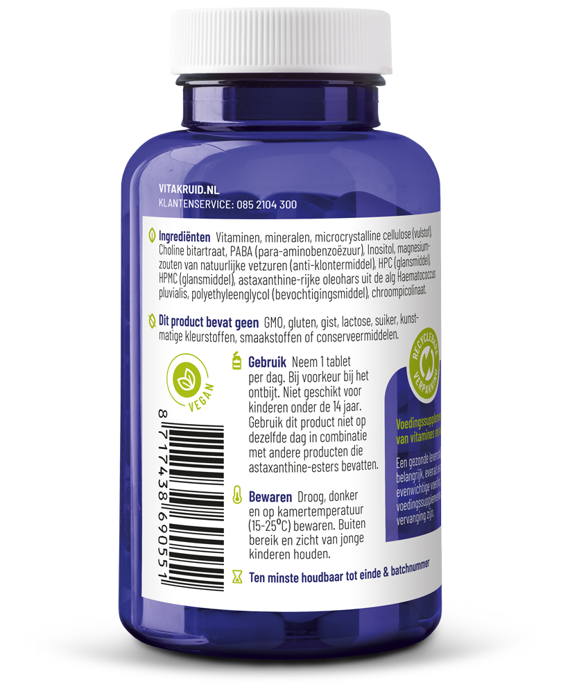 Vitakruid Multi Dag HD 100% Vegan 90 Tabletten