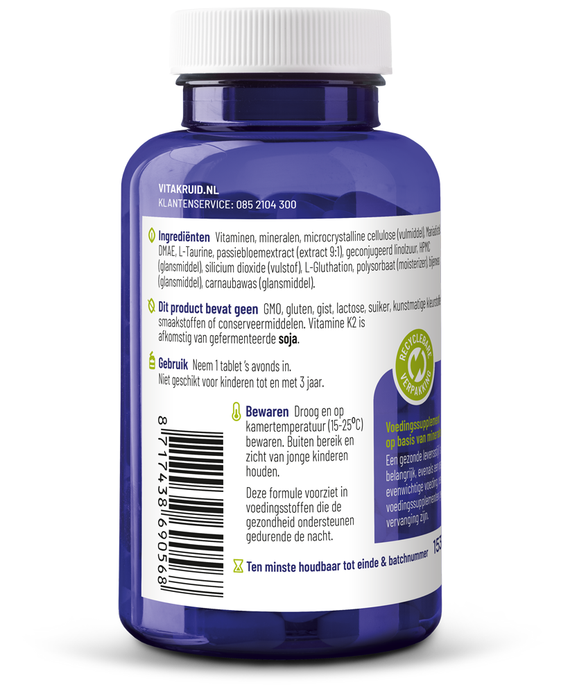 Vitakruid Multi Nacht 100% Vegan 90 Tabletten