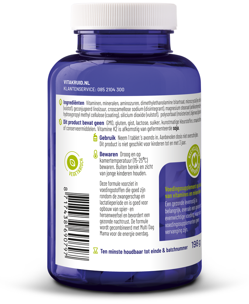 Vitakruid Multi Nacht Mama 100% Vegan 90 Tabletten