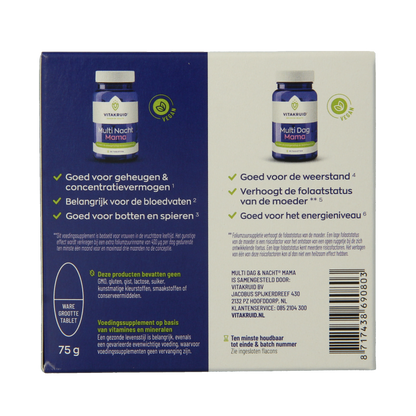 Vitakruid Multi Dag & Nacht Mama 100% Vegan 2 x 30 60 Tabletten