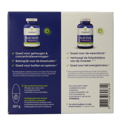 Vitakruid Multi Dag & Nacht Mama 100% Vegan 2 x 90 180 Tabletten
