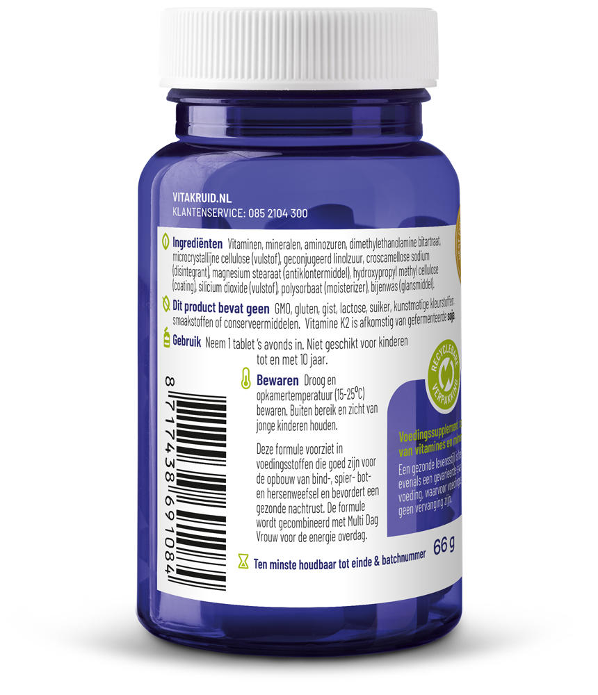 Vitakruid Multi Nacht Vrouw 100% Vegan 30 Tabletten