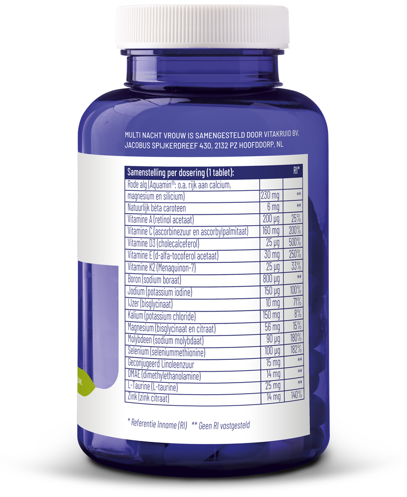 Vitakruid Multi Nacht Vrouw 100% Vegan 90 Tabletten