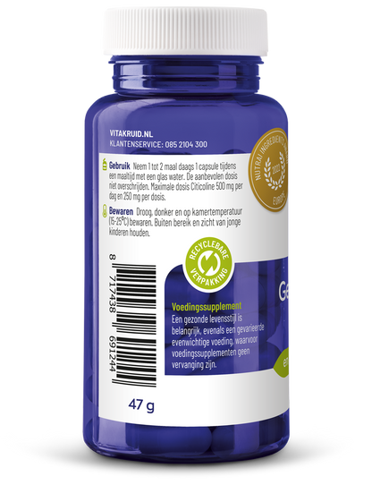 Vitakruid Geheugenformule oa Bacopa monnieri Citicoline OPC 60 Vegetarische capsules