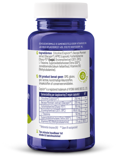 Vitakruid Geheugenformule oa Bacopa monnieri Citicoline OPC 60 Vegetarische capsules