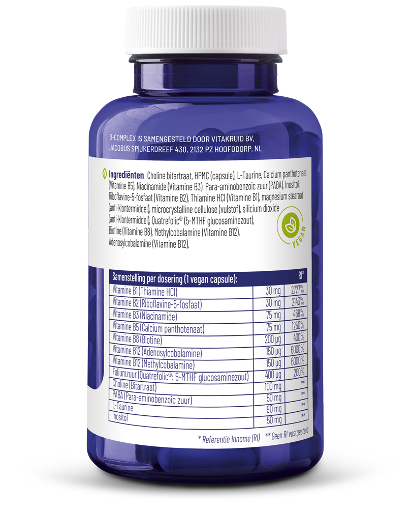 Vitakruid B-Complex actief zonder B6 90 Vegetarische capsules
