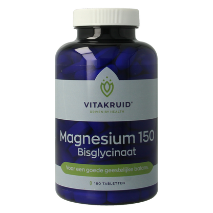 Vitakruid Magnesium 150 Bisglycinaat met 200mg L-Taurine 180 Tabletten