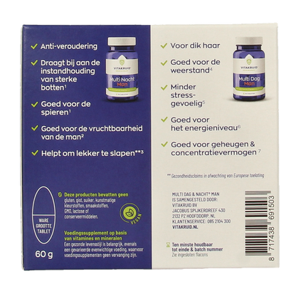 Vitakruid Multi Dag & Nacht Man 100% Vegan 2 x 30 60 Tabletten