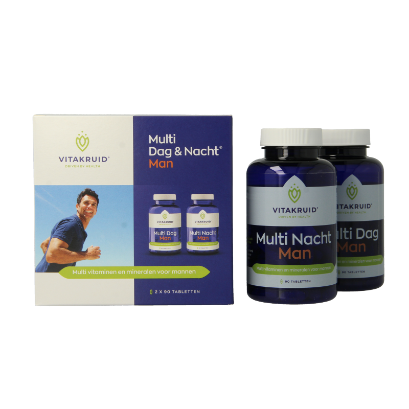 Vitakruid Multi Dag & Nacht Man 100% Vegan 2 x 90 180 Tabletten