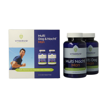 Vitakruid Multi Dag & Nacht Man 100% Vegan 2 x 90 180 Tabletten