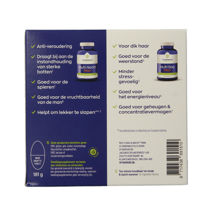 Vitakruid Multi Dag & Nacht Man 100% Vegan 2 x 90 180 Tabletten