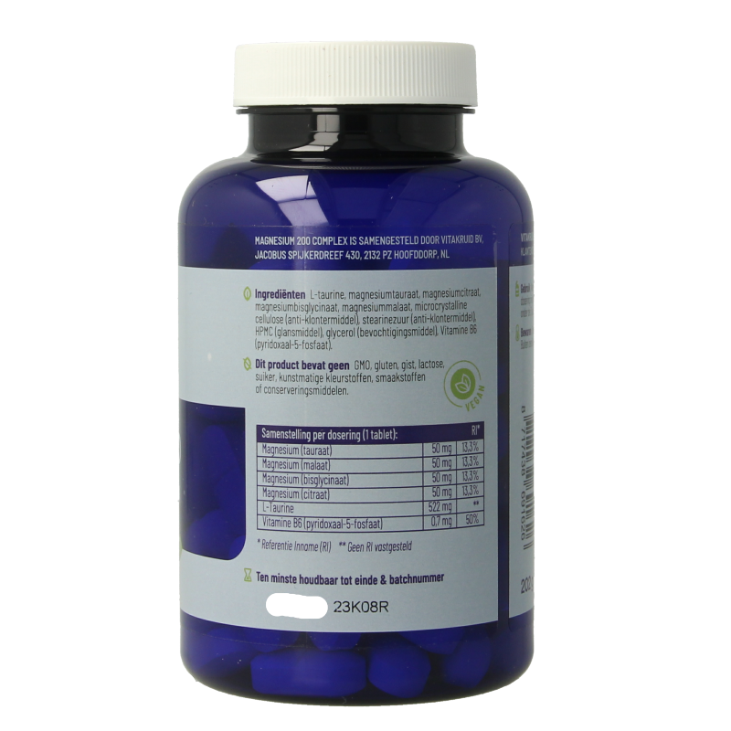 Vitakruid Magnesium 200 Complex Tauraat Malaat Bisglycinaat 90 Tabletten