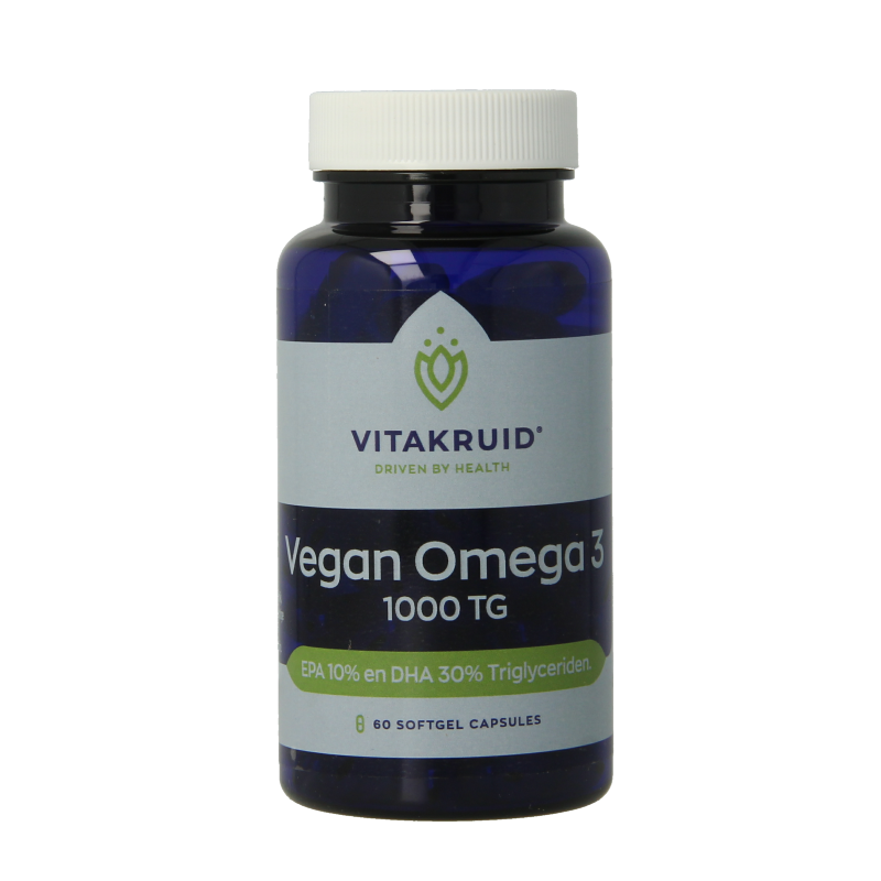 Vitakruid Vegan omega 3 1000 triglyceriden 300 DHA 100 EPA 60 Softgels