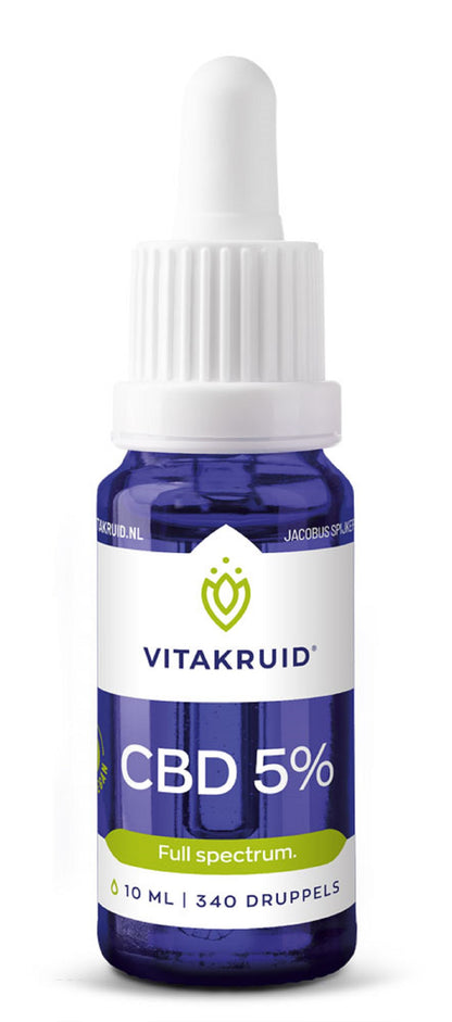 Vitakruid CBD Olie 5% full spectrum met MCT als drager 10 Milliliter