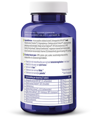 Vitakruid Homme oa Ashwagandha Fenegriek Shilajit Damiana 60 Tabletten