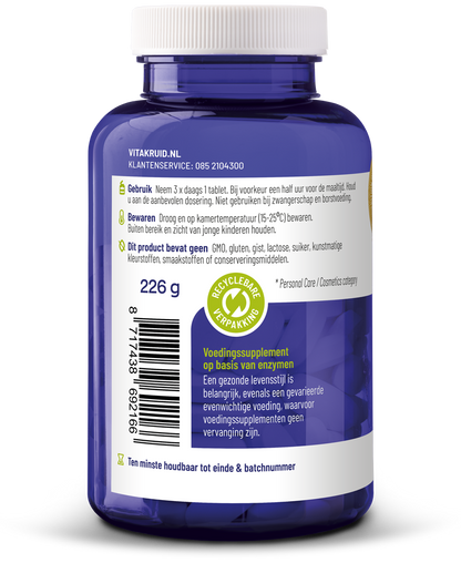 Vitakruid Glutazyme oa Spijsverteringsenzymen en L-Glutamine 180 Tabletten