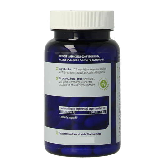 Vitakruid Biotine 2500 mcg voor Huid, Haar & Nagels 90.00 Vegetarische capsules