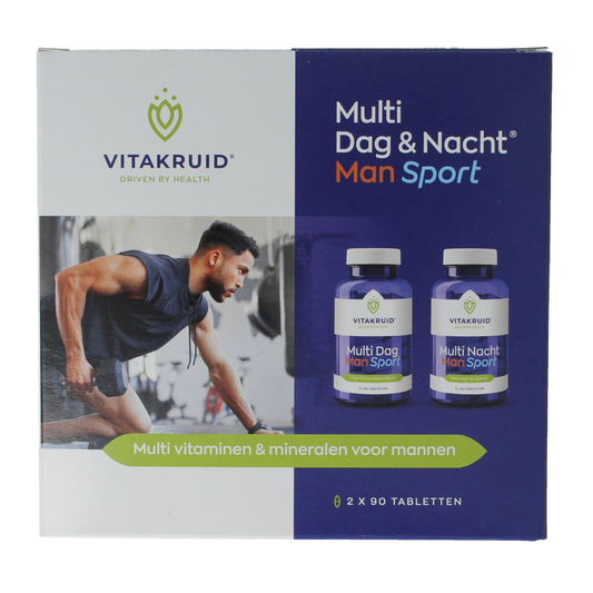 Vitakruid Multi Dag & Nacht Man Sport 100% Vegan 2 x 90 180 Tabletten