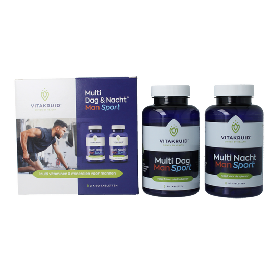Vitakruid Multi Dag & Nacht Man Sport 100% Vegan 2 x 90 180 Tabletten