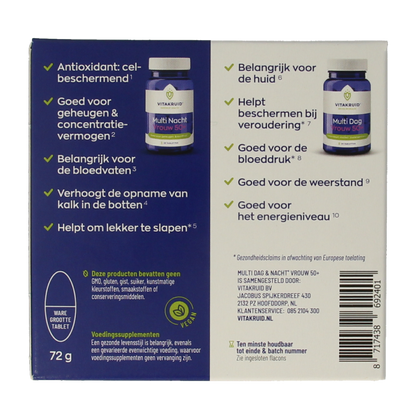 Vitakruid Multi dag & nacht vrouw 50+ 2 x 30 tabletten 60 Tabletten