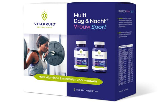 Vitakruid Multi Dag & Nacht Vrouw Sport 100% Vegan 2 x 90 180 Tabletten