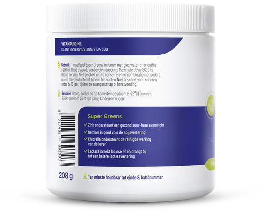 Vitakruid Super greens lime oa probiotica en enzymen 208 Gram