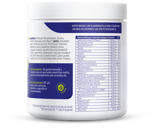 Vitakruid Super greens lime oa probiotica en enzymen 208.00 Gram