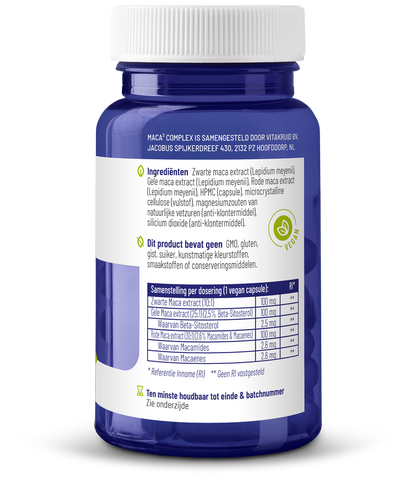 Vitakruid Maca complex zwart/geel/rood 90 Vegetarische capsules