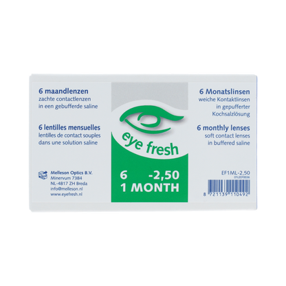 Eyefresh Eye Fresh maandlenzen 6-pack -2.50 6.00 Stuks