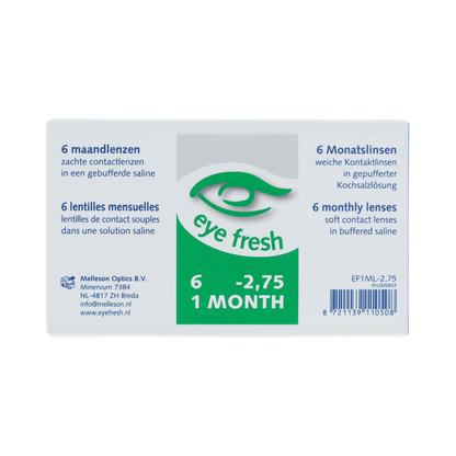 Eyefresh Eye Fresh maandlenzen 6-pack -2.75 6.00 Stuks