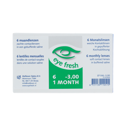 Eyefresh Eye Fresh maandlenzen 6-pack -3.00 6.00 Stuks