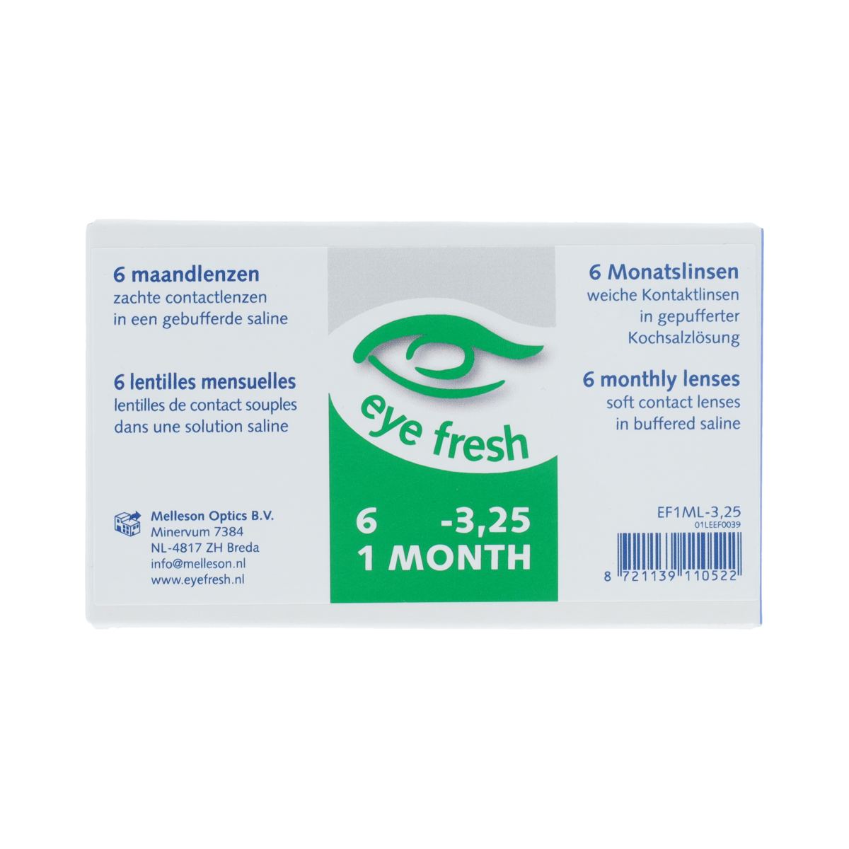 Eyefresh Eye Fresh maandlenzen 6-pack -3.25 6.00 Stuks